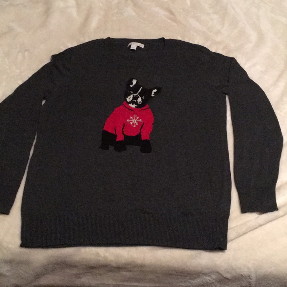 Boston Terrier Sweater with snowflake detail